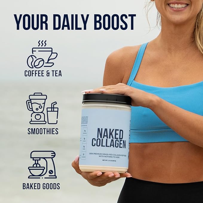 NAKED Chocolate Collagen Peptides Protein Powder, 24 Servings, Pasture-Raised, Grass-Fed Hydrolyzed Collagen Supplement, Paleo Friendly, Non-GMO, Keto, Gluten Free, 20oz