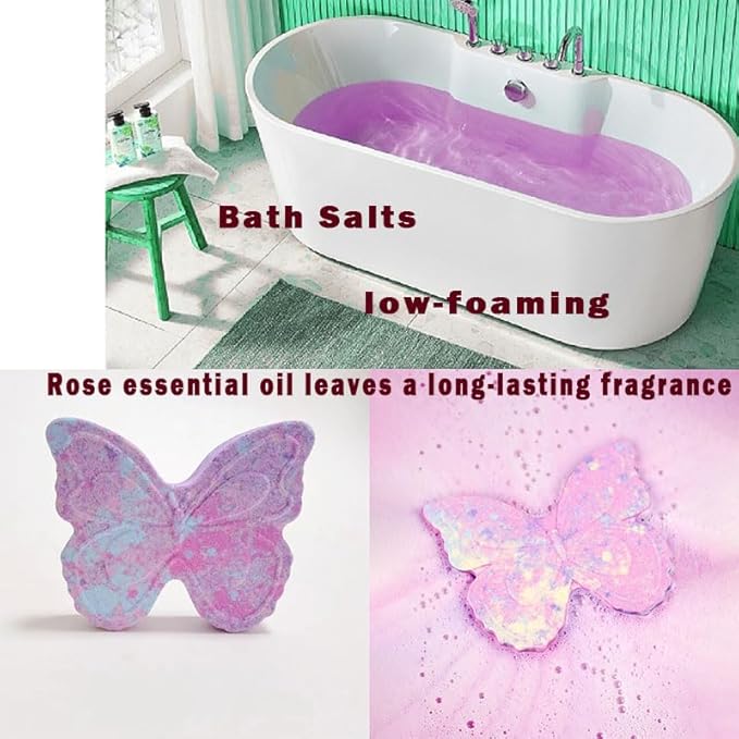 Butterfly Shaped Bath Salt for Women Gifts,Butterfly Gifts for Friends,Rose Flavored Bath Salt for Mother Gifts, and Christmas Stocking Stuffer Gifts, Birthday and Valentine's Day