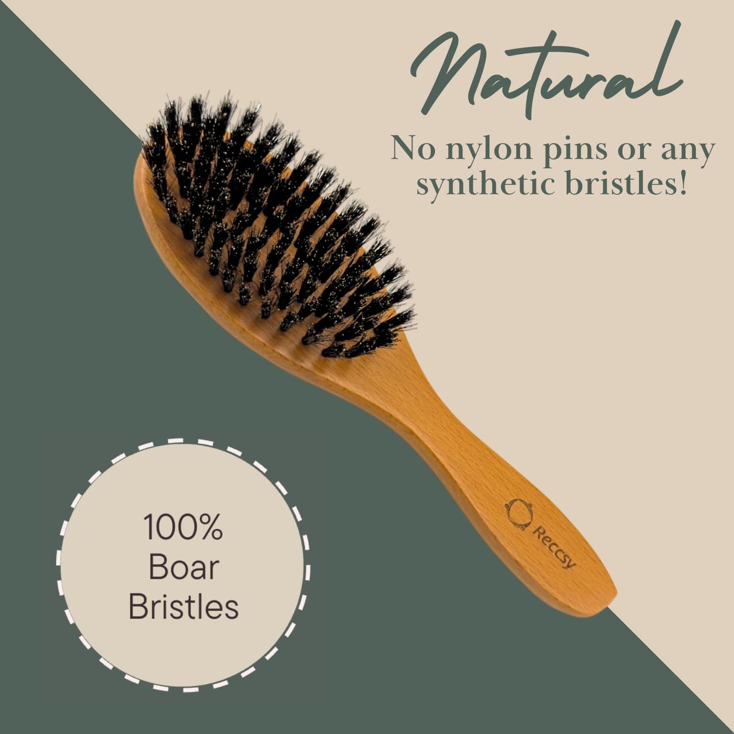 Boar Bristle Hair Brush Set For Women-100% Natural Boar Bristle Brush+Small Travel HairBrush+Bamboo Wide Tooth Comb For Thick Curly Thin Hair Smoothing Massaging Detangling. Restore Shine And Texture.