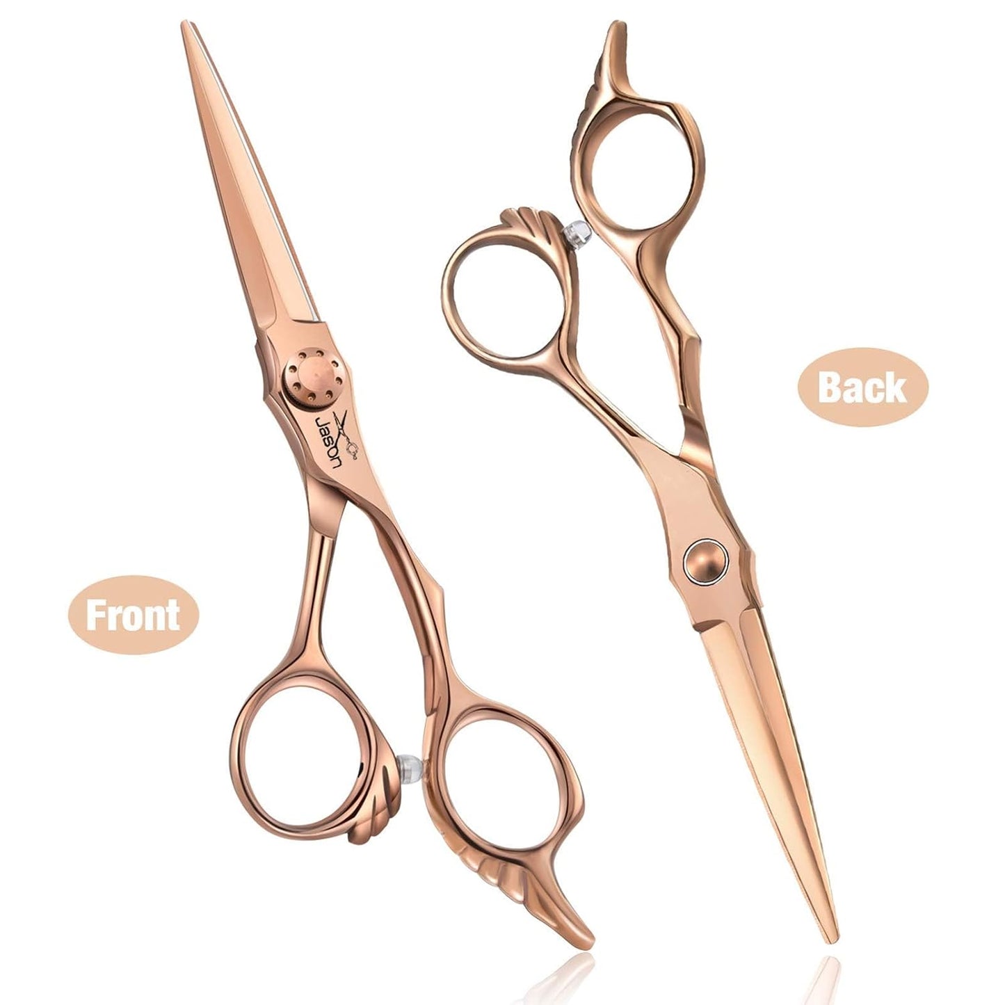 JASON 6" Hair Cutting Scissors - Professional Haircut Scissor Hair Trimming Shear for Barber, Hairdresser, Stylist, Women and Men, 440C Stainless Steel Hair Cutting Shear, Rosegold