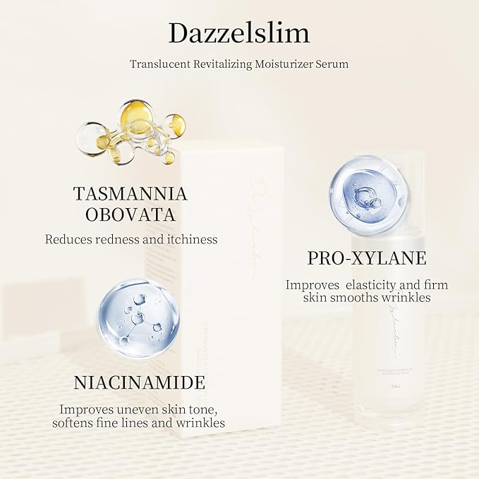 Dazzelslim Moisturizer Face Cream & Facial Serum Set, with Niacinamide, Sea Buckthorn Oil, & Pro-Xylane, Anti Wrinkle Cream, Deeply Hydrates & Smooths Fine Lines, Fragrance-Free, Made in Taiwan