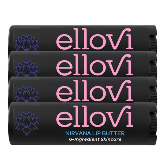 Ellovi Natural Lip Butter Lip Balm - Nirvana - Pure Enough to Eat - Made With Just 6 Vegan Ingredients - 100% Natural & Organic Moisturizing Lip Care for All Day Hydration (4-Pack)
