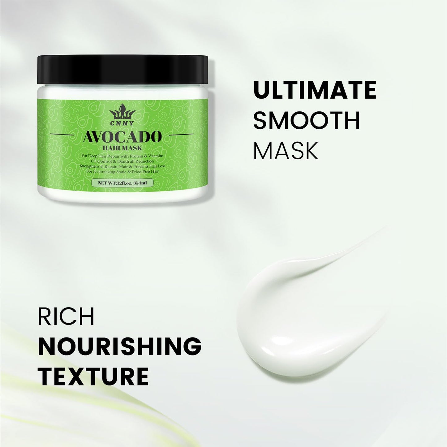 CNNY Avocado & Collagen Deep Repair Hair Mask - 12 oz, Intensive Moisture Conditioning Treatment for Dry Damaged Hair