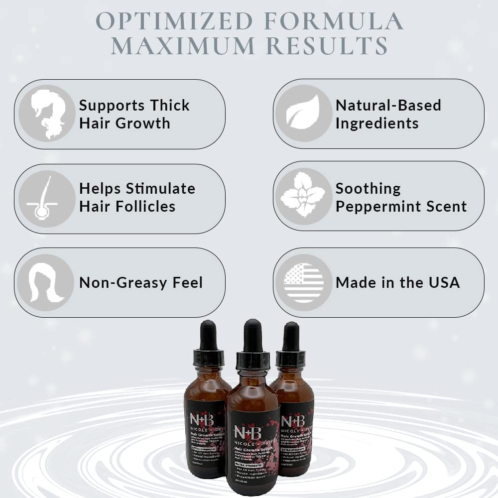 N+B Hair Growth Serum - Helps Promote Thicker, Fuller, & Healthier Hair w/Biotin, Natural-Based Formula, Helps Prevent Hair Fall & Thinning, For Women In All Hair Types - 2oz.