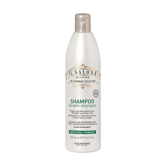 Il Salone Milano Professional Keratin Shampoo for Damaged Hair - Hair Repair Shampoo - Hair Treatment for Weakened Hair - Made with Almond Oil & Vitamin E - Salon-Quality Hair Care (16.9 oz / 500 ml)