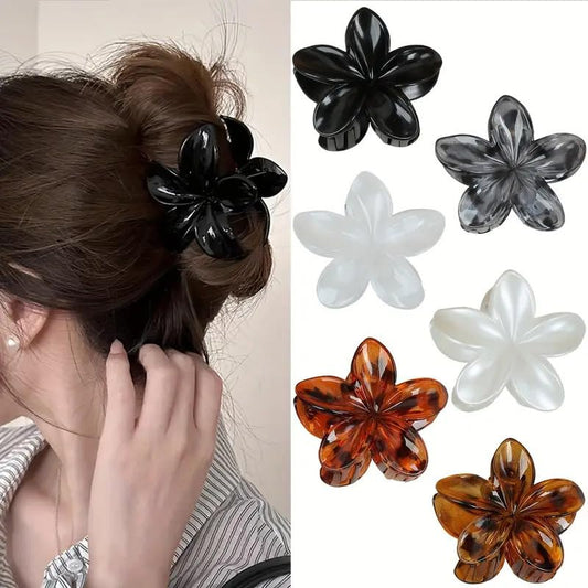 6PCS Flower Hair Clips, Large Claw Clips for Women Thick Hair, Non Slip Strong Hold for Women Thin Hair Girls Gifts (Leopard print -B)