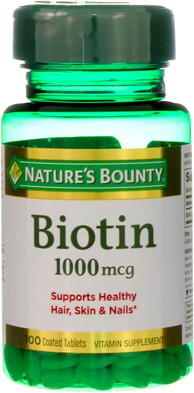 Nature's Bounty Biotin 1000 mcg Tablets, Strawberry, 100 Count, Pack of 3