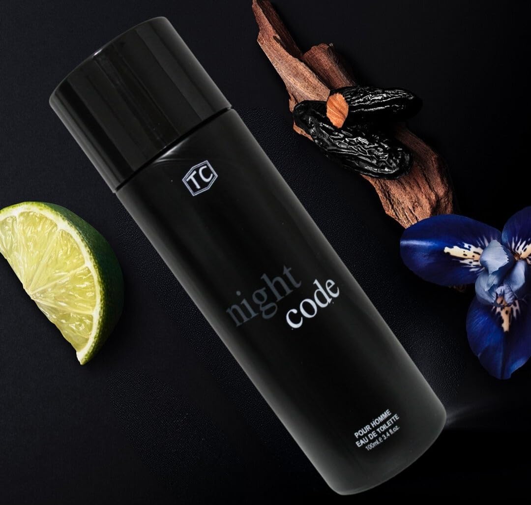 NIGHT CODE (Cologne for Men Eau De Toilette 3.4oz/100ml, Natural Spray, Long Lasting (NIGHT CODE) (2 PCS))