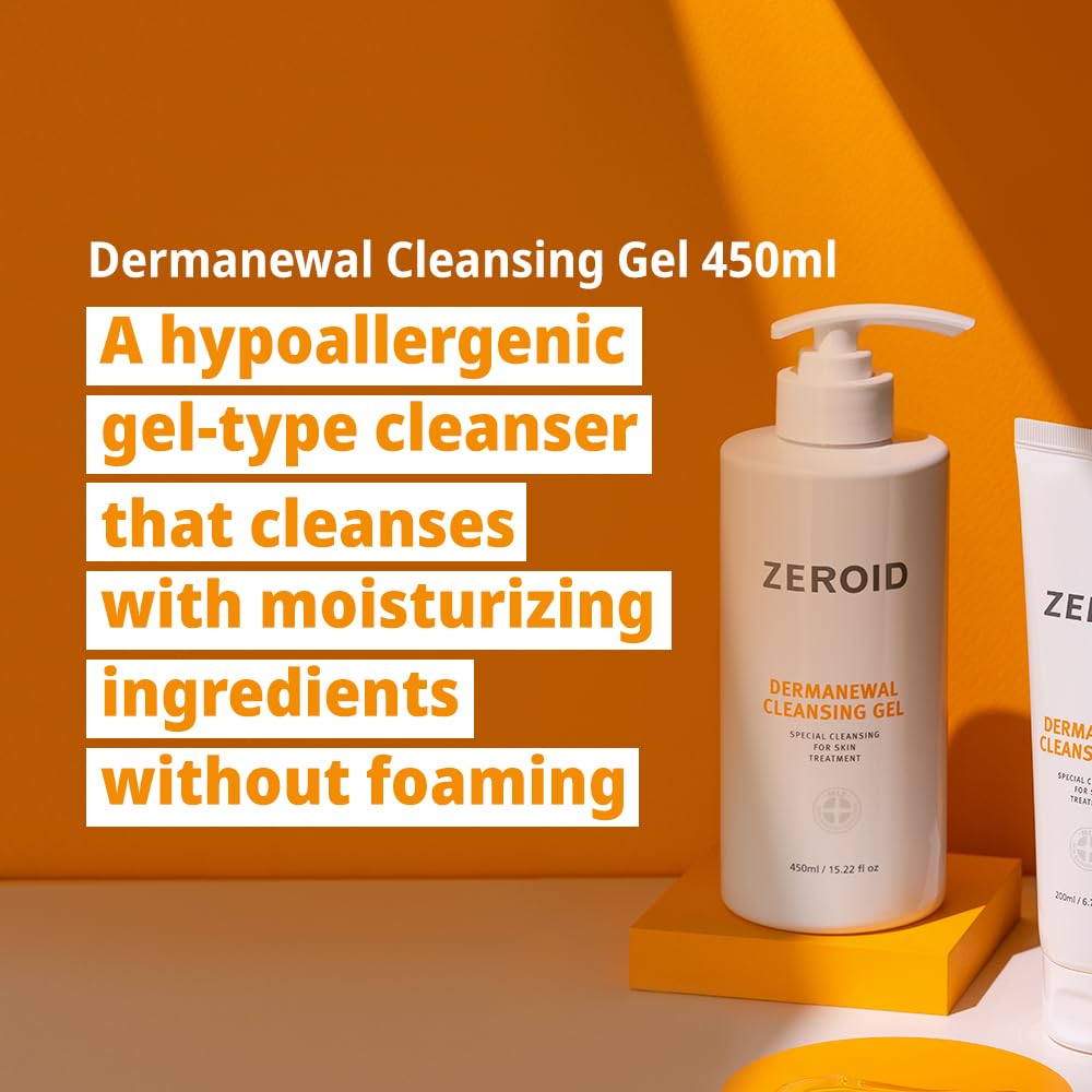 ZEROID | Dermanewal Cleansing Gel | Hydrating Face and Body Wash | Moisturizing Korean Shower Gel | Body Care for Women & Men | Korean Bath Products | Body Care Skin Treatments | 15.22 fl oz (450ml)
