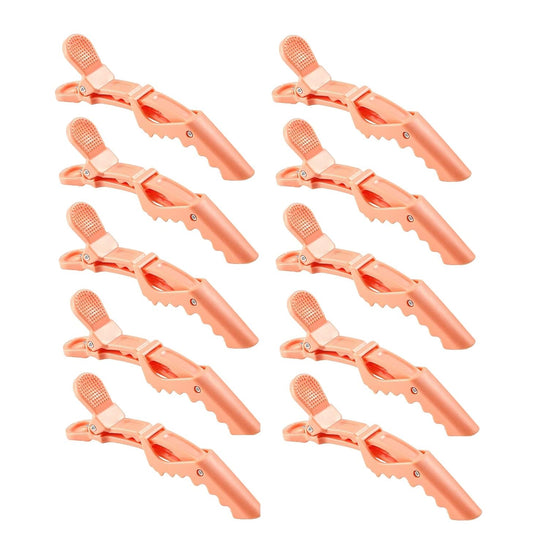 10pcs/set Multicolor Croc Clips Transparent Plastic Hairdresser Clips Hair Styling Sectioning Barrettes Professional Non Slip Alligator Clips Salon DIY Accessories Hairpins (10pcs-Orange)