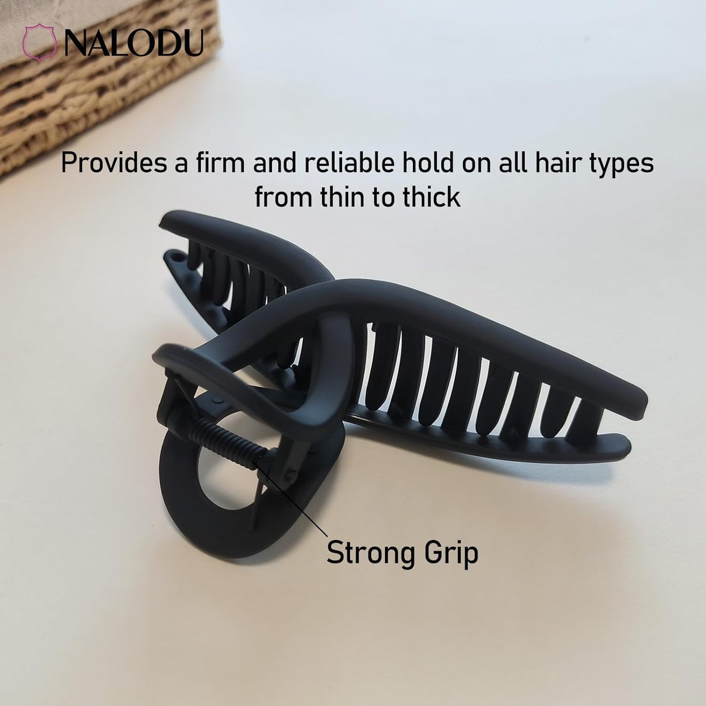 5 Inch Hair Claw Clips Extra Large No Slip Big Matte Jaw Butterfly Clip for Thin Fine Thick Hair Women, 2 Pack Black