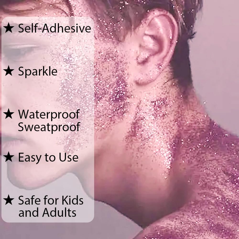 Mysense Pink Body Glitter Gel, Singer Concert Outfits Face Hair Glitter Makeup, Music Festival Rave Accessories, Chunky Glitter Mermaid Sequins, Sparkling Face Paint for Women Girls, 30g