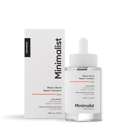 Minimalist Hair Serum for Strengthening & Repairing Damaged Hair | Patent Pending Formula | Maleic Bond Repair Complex 05% | With Amino Acids, Argan Oil & Squalane | For Women & Men | 1.7 Fl Oz/ 50 ml