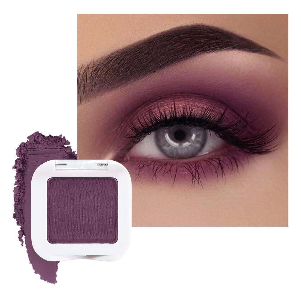 evpct Plum Purple Matte Single Eye Shadow Palette Makeup for Older Women, Plum Purple Natural Pressed Eyeshadow Palette for Eyes, High Pigment Longwear Mini Monochrome Eyeshadow Sombra Para Ojos