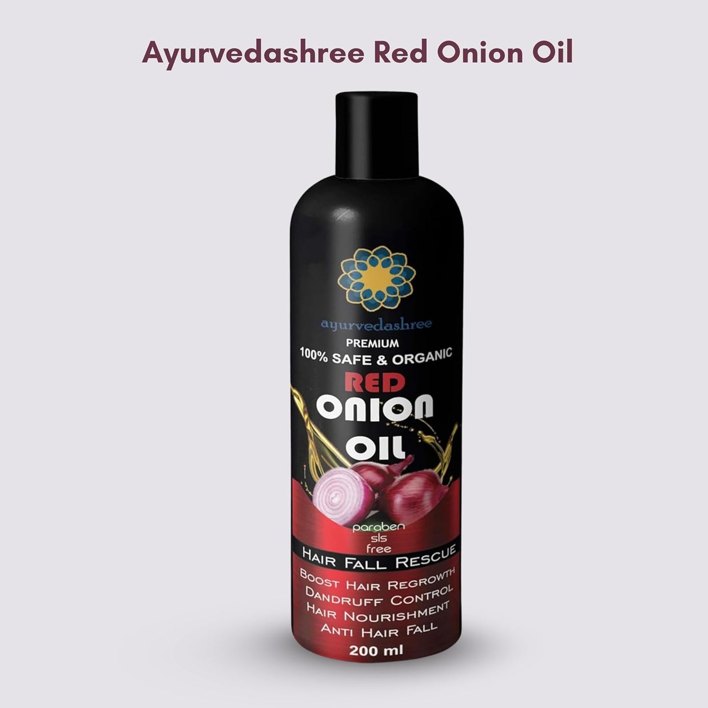 Hair Treatment Oil with Red Onion, Oil blends of Black Seed, Pure Argan, Sandalwood & Rose - 200 Ml/6.7 fl oz