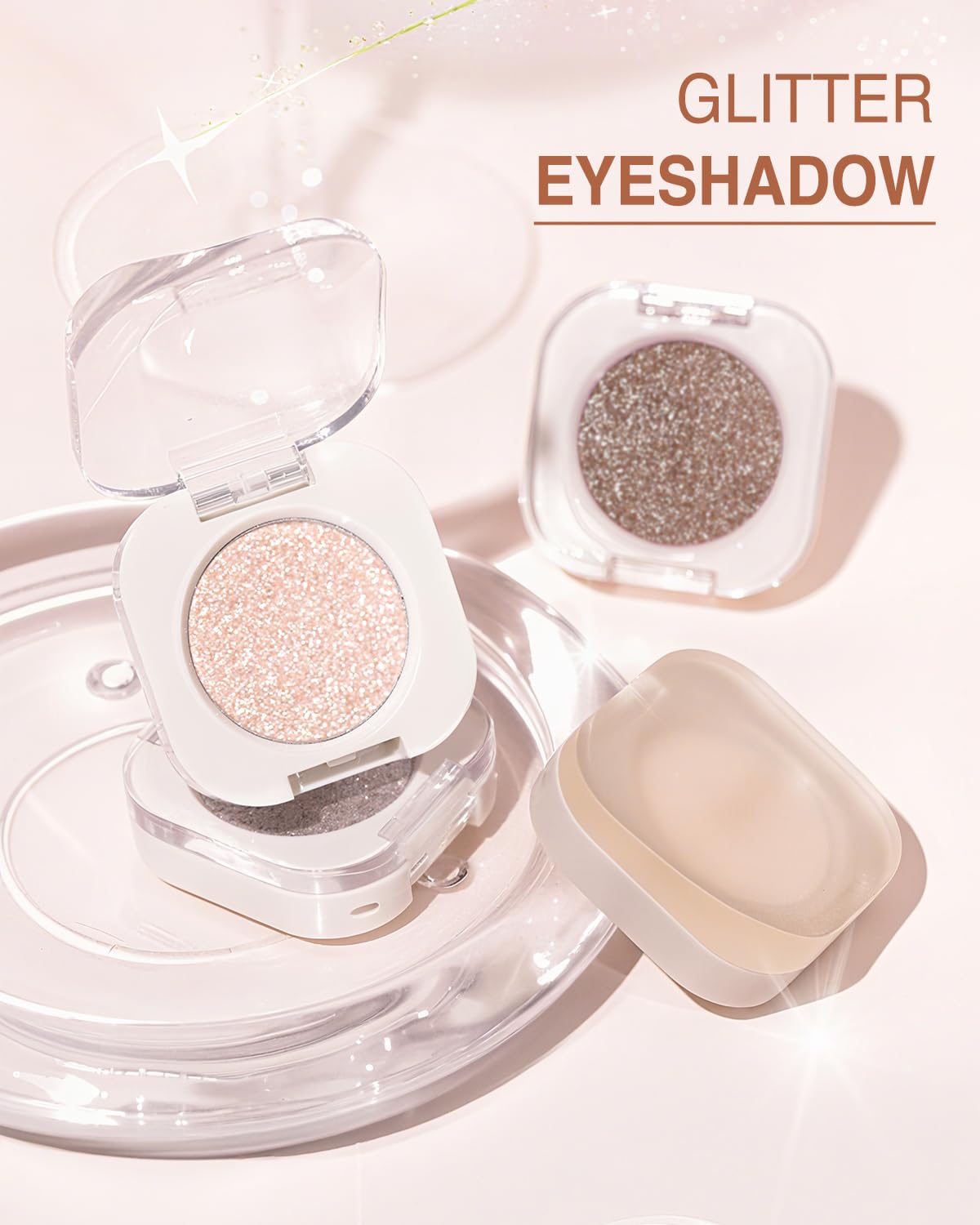 Glitter Shimmer Eyeshadow, Pigmented, Soft, Smooth Formula, Blendable Sparkly Eye Shadow, Long-lasting Metallic and Shimmer Finish, Galaxy Silver