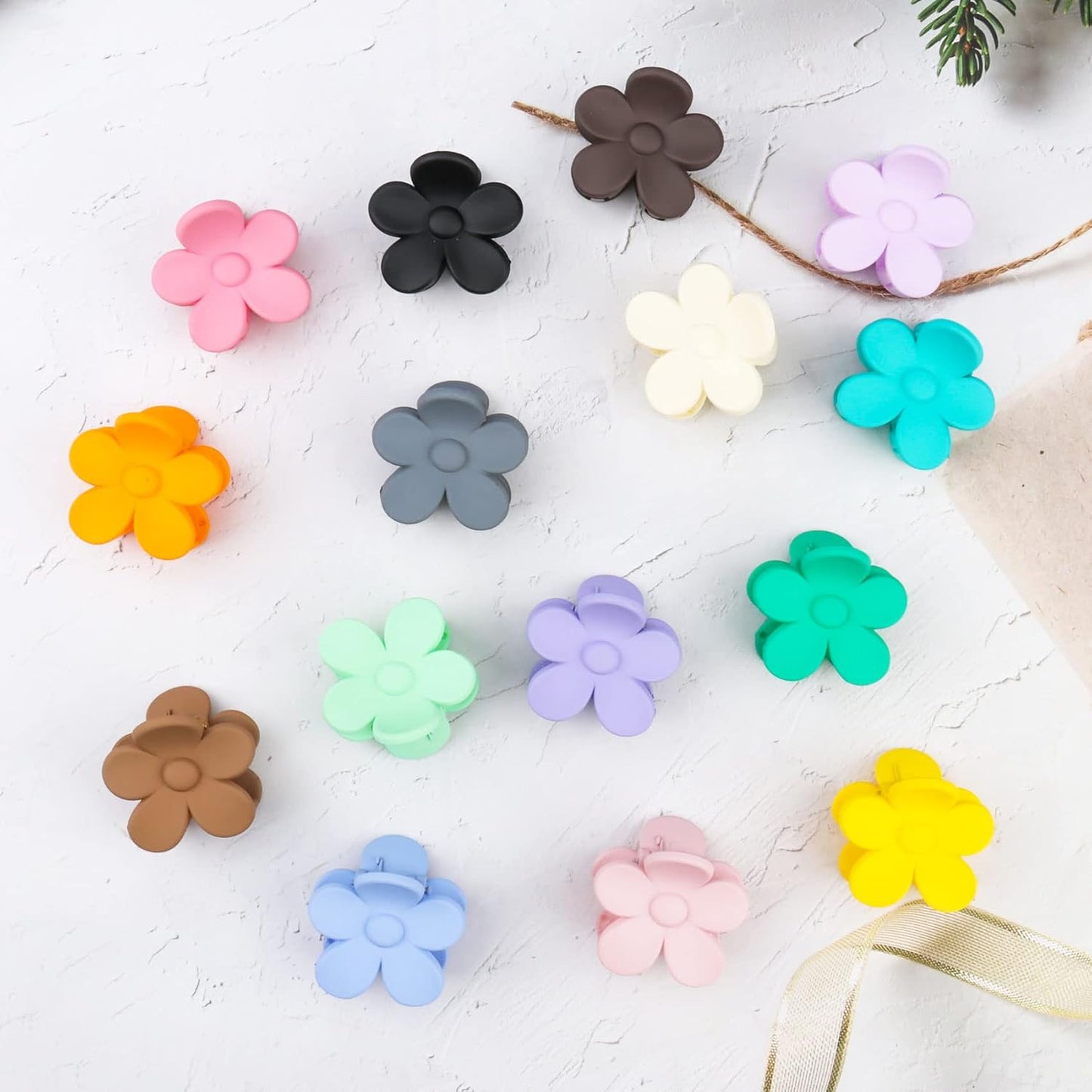 15 PCS Small Flower Hair Claw Clips 1.49 Inch Jaw Clips for Women Girls Nonslip Strong Hold Hair Accessories