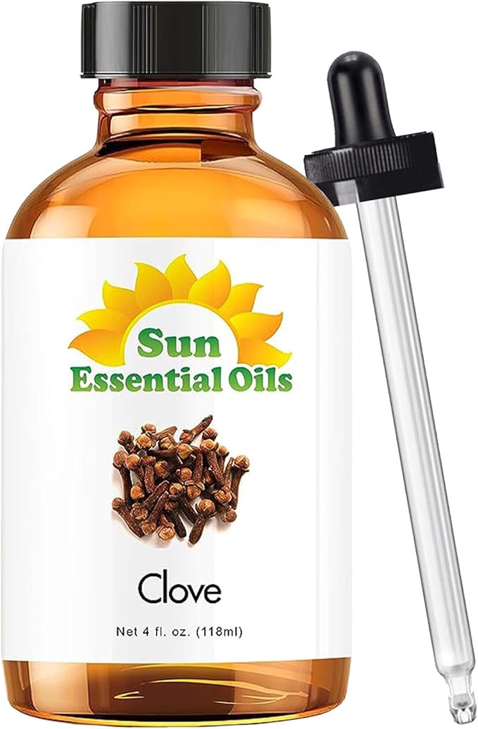 Sun Essential Oils Clove Essential Oil 4 oz with Dropper for Diffuser, Skin & Aromatherapy