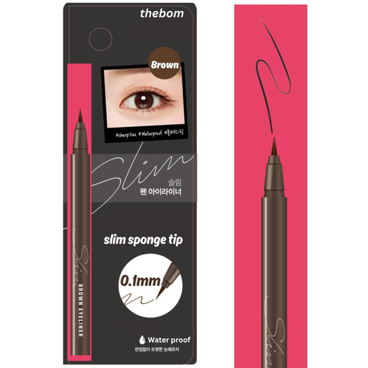 [thebom] Ultra-Fine Slim Eyeliner Waterproof Liquid Eye Makeup (Brown,1ea)