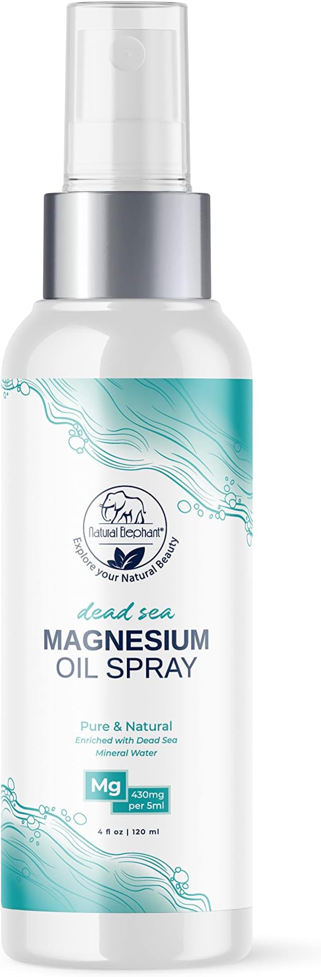 Natural Elephant Dead Sea Magnesium Oil Spray for Topical Use | 100% Pure | 4 fl oz (Pack of 3) | Promotes Relaxation and Well-Being