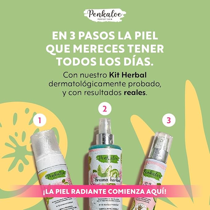 Penkaloe Aloe Skincare Kit | Cuidado Natural para la Piel, Control de Grasa y Mejora de la Apariencia | Aloe Skincare Routine – 3-Step Natural Solution for Fresh, Radiant Skin – Hydrates & Balances