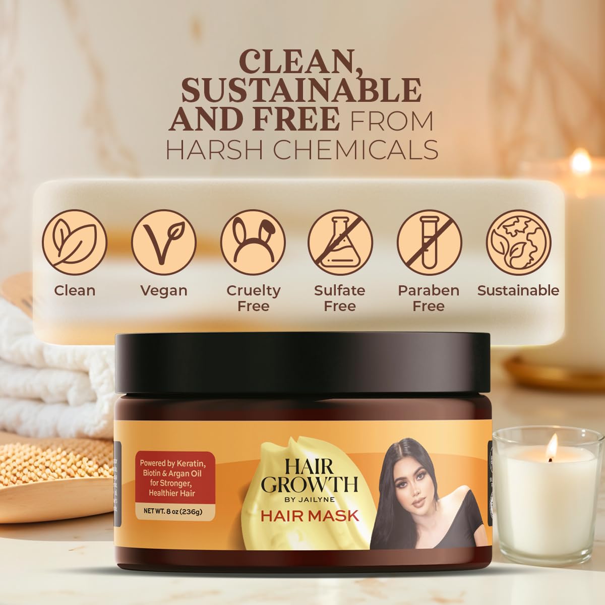 Hair Growth Repair Mask by Jailyne Ojeda – Protein-Enriched Deep Conditioning Treatment – Strengthens, Restores & Nourishes Damaged Hair – Sulfate-Free & Paraben-Free – Made in USA