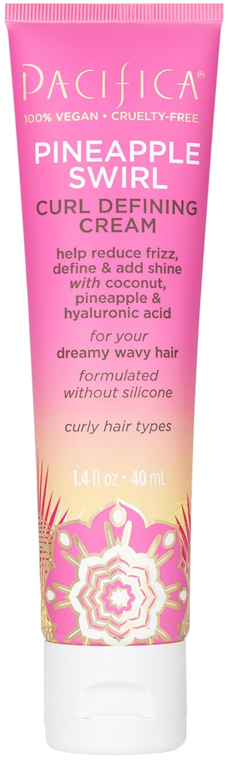 Pacifica Beauty Curl Cream for Curly Hair - Pineapple Swirl Curl Defining Cream - Hair Styling Product for Curly, Wavy, Coily & Curly Hair 1.4 FZ