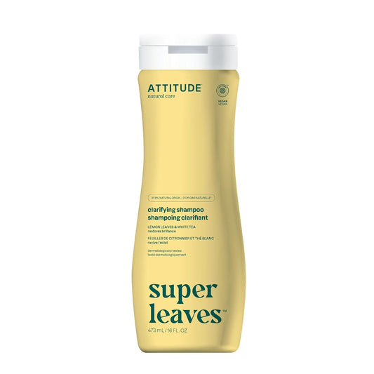 ATTITUDE Clarifying Hair Shampoo, EWG Verified, Restores Shine, Naturally Derived Ingredients, Vegan and Plant Based, Lemon Leaves and White Tea, 16 Fl Oz