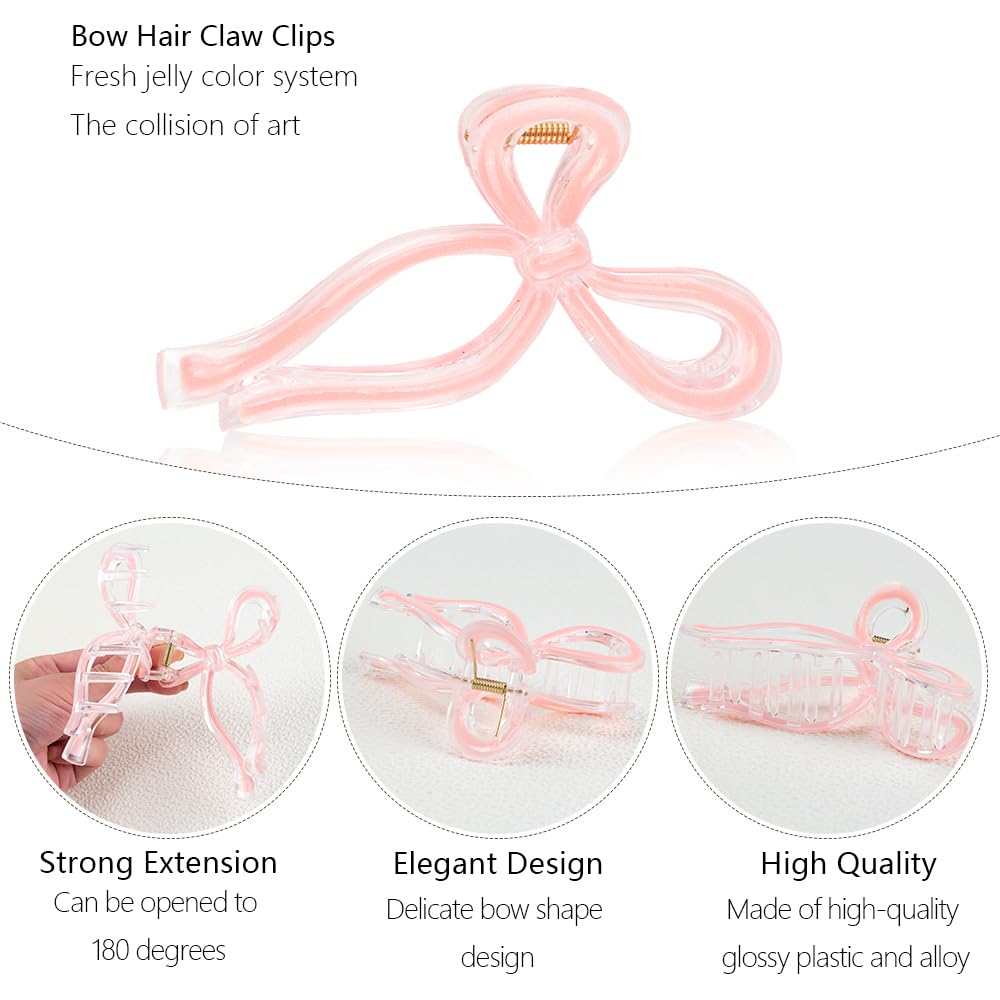 4PCS Colorful Bow Hair Claw Clips Cute Elegant Butterfly Hair Accessories Acrylic Fashion Hair Clips Nonslip Butterfly Clips Hair Styling Accessories for Women (Pink White Blue Green)