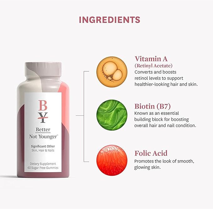 Better Not Younger Power Within Skin & Scalp Collagen Dietary Supplement and Significant Other Hair, Skin, & Nails Dietary Supplement Bundle, Gluten-Free Chewable Gummies