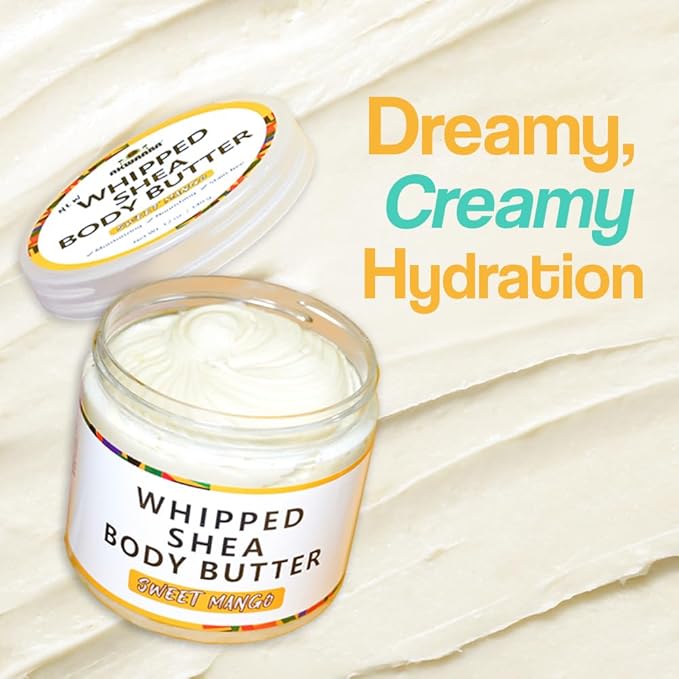 AKWAABA New Whipped Shea Body Butter (Honey Peach) - Moisturizes, Glows & Softens Skin | Natural Raw Shea Butter | For Dry Skin | 12 oz / 340 g