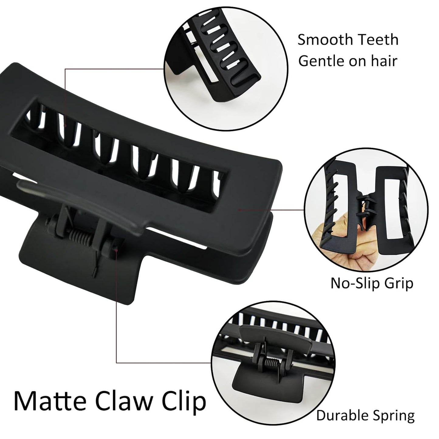 8pcs Hair Clips and Scrunchies Set – Medium Claw Clips for Women, Non-Slip Matte Hair Claws, Large Satin Scrunchies, Fall Hair Accessories for Thick Thin Hair, Neutral Color