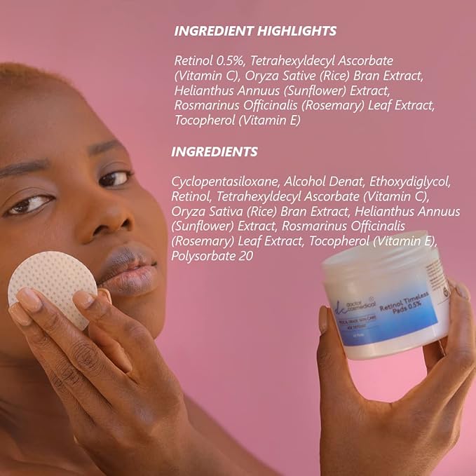 Retinol 0.5% Timeless Pads for Face - Pack of 60 Face Pads – Vitamin C, E Face Pads – Advanced Brightening & Anti-Aging Pads - Reductions in Fine Lines, Wrinkles, & Uneven Skin Tone
