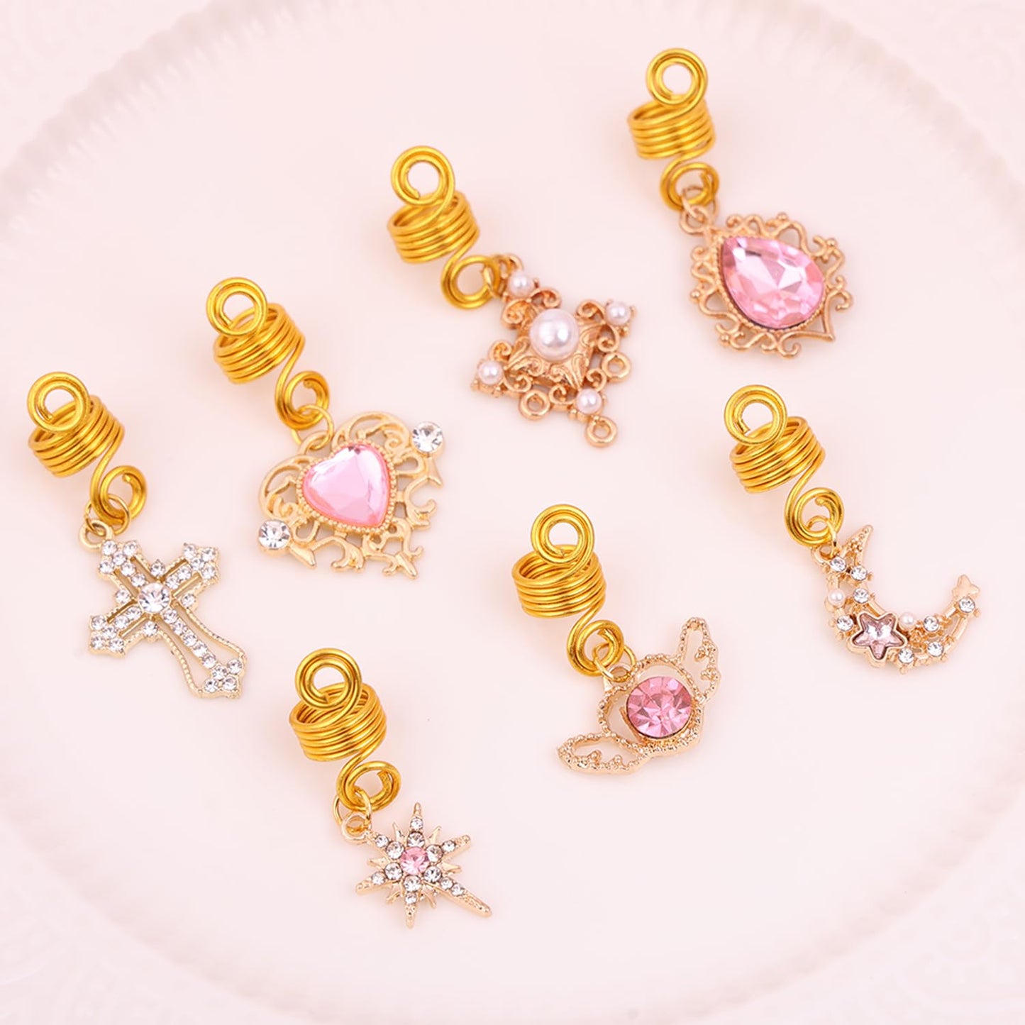 Leeven 173 Pcs Crystal Loc Dreadlocks Jewelry Gold Hair Jewelry for Braids Locs Jewelry for Hair Dreadlock, Locs Charms for Women, Crown Pearls Hair Rings Dreadlocks Hair Cuffs for Women Girls