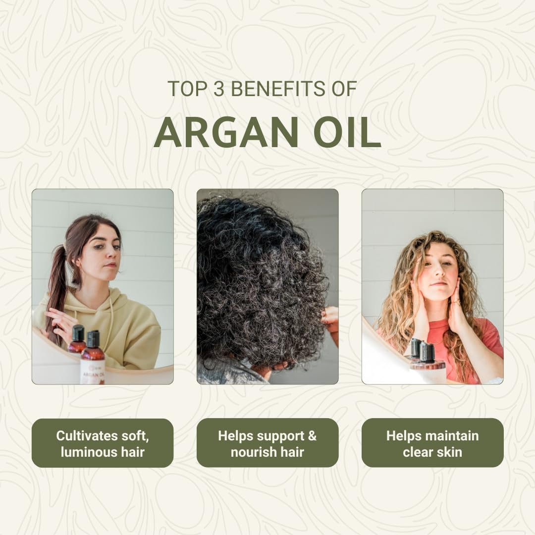 Argan Oil for Hair Growth Oil 4 Gallon (Aceite de Argan) - 100% Pure Cold Pressed Moroccan Oils - Suitable for Colored & Damaged Hair, Face, Body Oils, Nail & Scalp