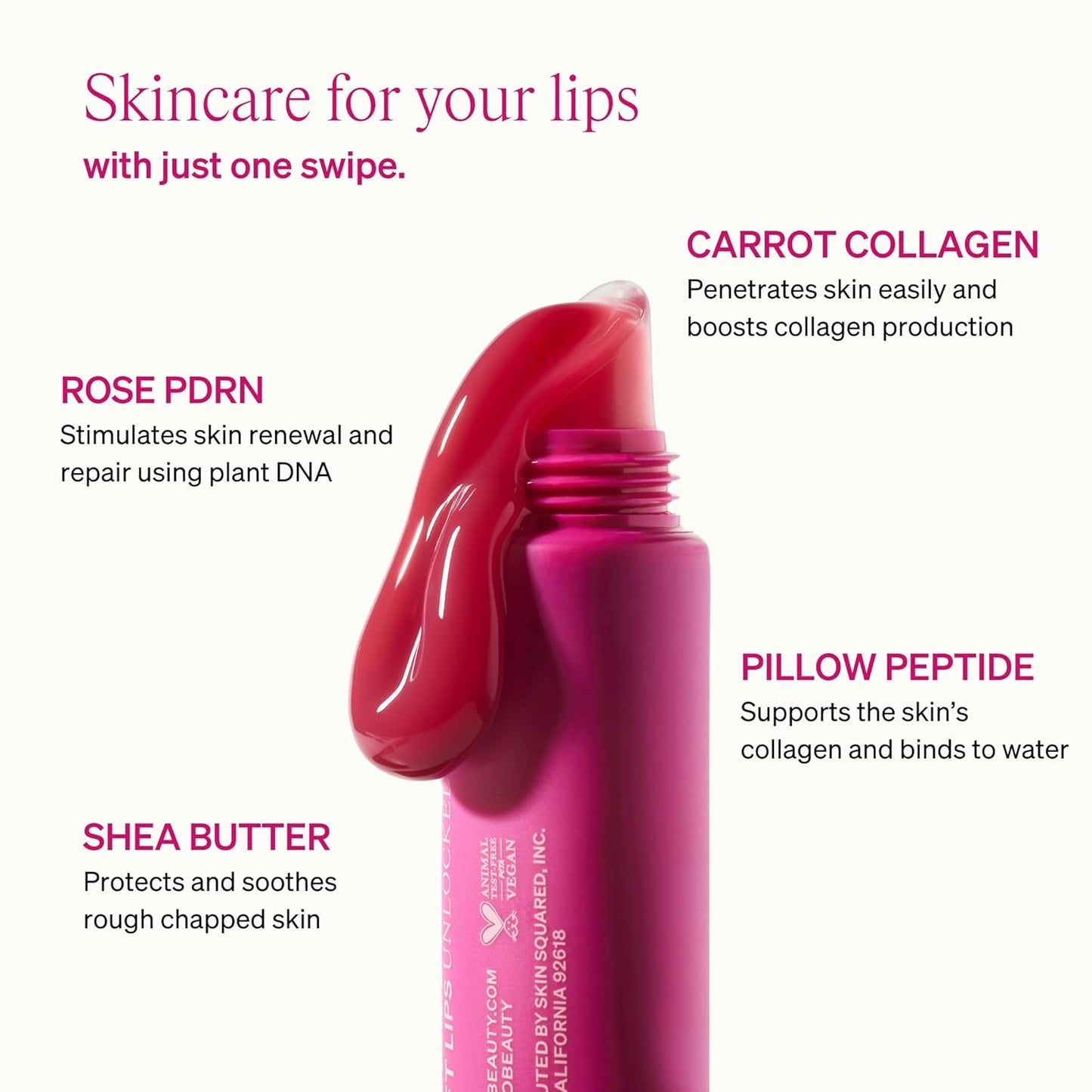 LipLock Jelly Serum, Korean Skincare for Dry Lips, Long-Lasting, Hydrating, Plumping, Glossy Mask with Rose PDRN, Carrot Collagen, Pillow Peptide, Moisturizing Tinted Lip Balm. (Grape Crush)