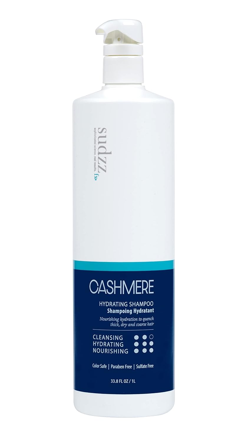 SUDZZFX Cashmere Hydrating Shampoo, 34 fl oz - Hair Growth Shampoo - Color Safe, Sulfate Free, Paraben Free, and moisturizing for Dry Hair Men and Women