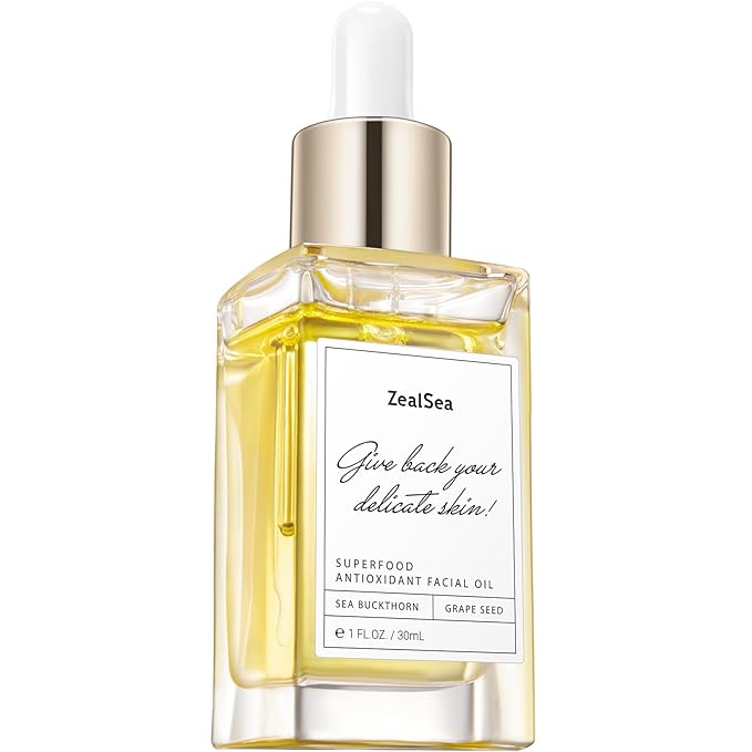 ZealSea Superfood Antioxidant Face Oil: Facial Oil with Antioxidant Rich Plant-Based Oils Hydrating Moisturizing and Smooth Dry Skin Care Gua Sha Massage Skin Therapy Oil for Women Men, 1 Fl Oz