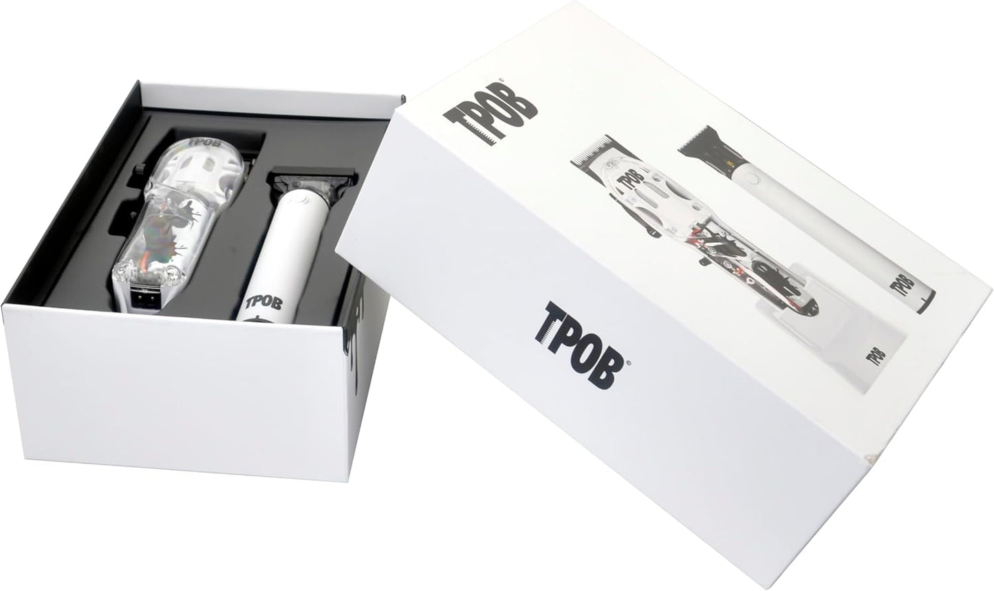 TPOB White Slime 2 Splatt Clipper Trimmer Set Barber Hair Clippers for Men 6800 RPM