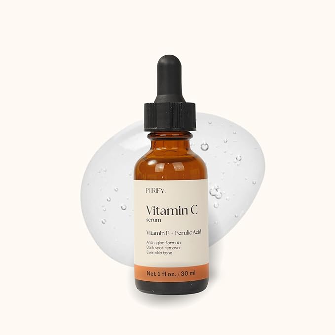 Purify 20% Vitamin C Serum - with Vitamin E & Ferulic Acid - Anti Aging - Brightening Face Serum - Pure Vit C for Dark Spots Correcting, Uneven Skin Tone, Wrinkles, Glow - 1 fl oz.