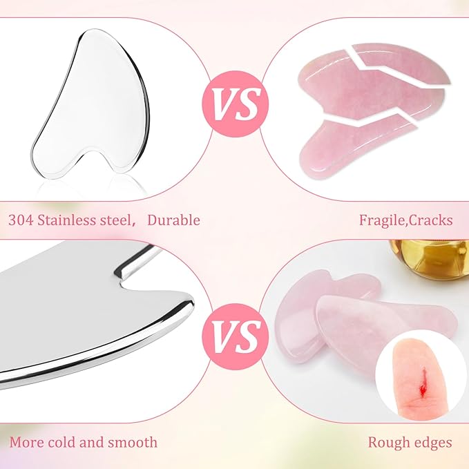 Gua Sha Facial Tools,Ice Roller for Face,Face Roller & Massager Guasha, Gifts Skincare Tools for Women,Stainless Steel Gua Sha Tools.