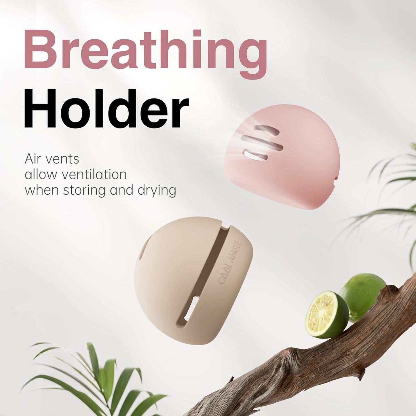 2Pcs Makeup Sponge Holder Silicone Beauty Sponge Holder Makeup Blender Case for Travel 2 in 1 Stand Storage For Quick Drying Khaki+White