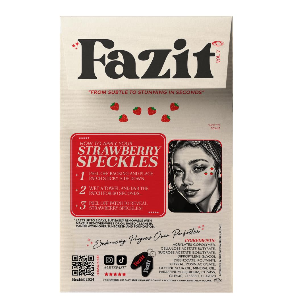 Fazit Makeup Patches - Face Makeup Patches - Beauty Face Makeup - Strawberry Speckles - Waterproof Strawberry Speckles - Temporary Face Strawberry Speckles For Women - 6 count