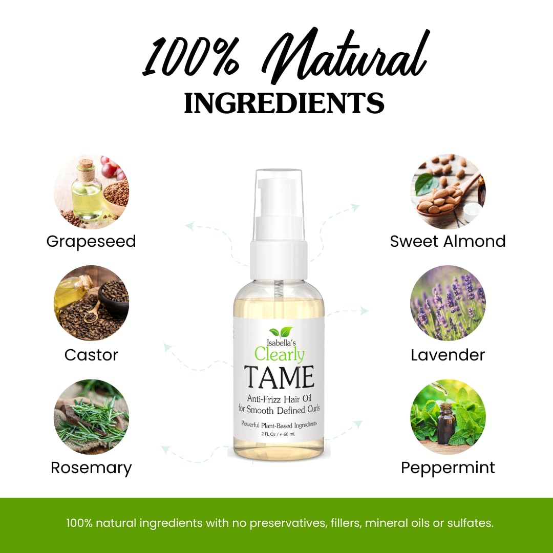 TAME Anti Frizz Smoothing Hair Styling Oil | Sulfate Free Leave In Hair Serum to Control Frizz, Add Shine for Curly, Frizzy, Dry Hair for Adults + Kids | Natural Hair Product Made in USA