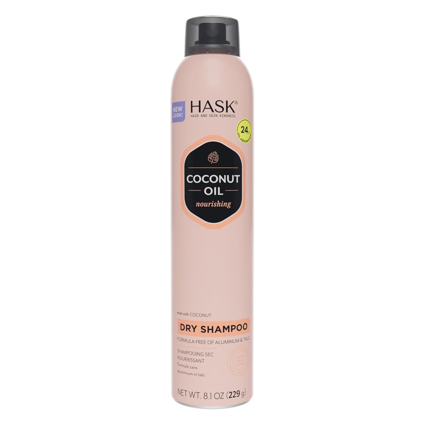 HASK Coconut Oil Nourishing Dry Shampoo – Absorbs Oil, Adds Volume & Light Texture, Nourishes Hair, No Sulfates or Parabens, Cruelty-Free – 8.1oz