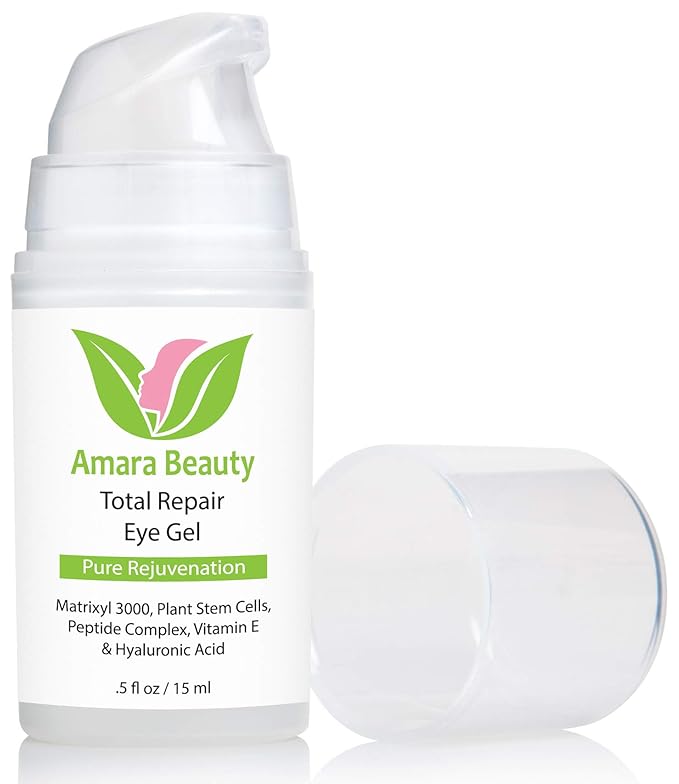 Amara Beauty Eye Cream Gel for Dark Circles and Puffiness with Peptides & Hyaluronic Acid, 0.5 fl. oz.