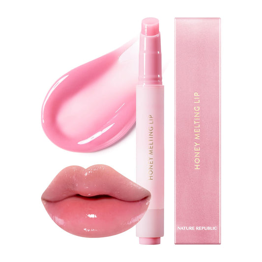 Nature Republic HONEY MELTING LIP PLUMPING (11 PINK) SOFT LIP STICK Tint & Plump Hydrating Gloss, Moisturizing balms, Volumizing formula & Sheer tint, Glowy Finish, korean make up, Stocking Stuffers