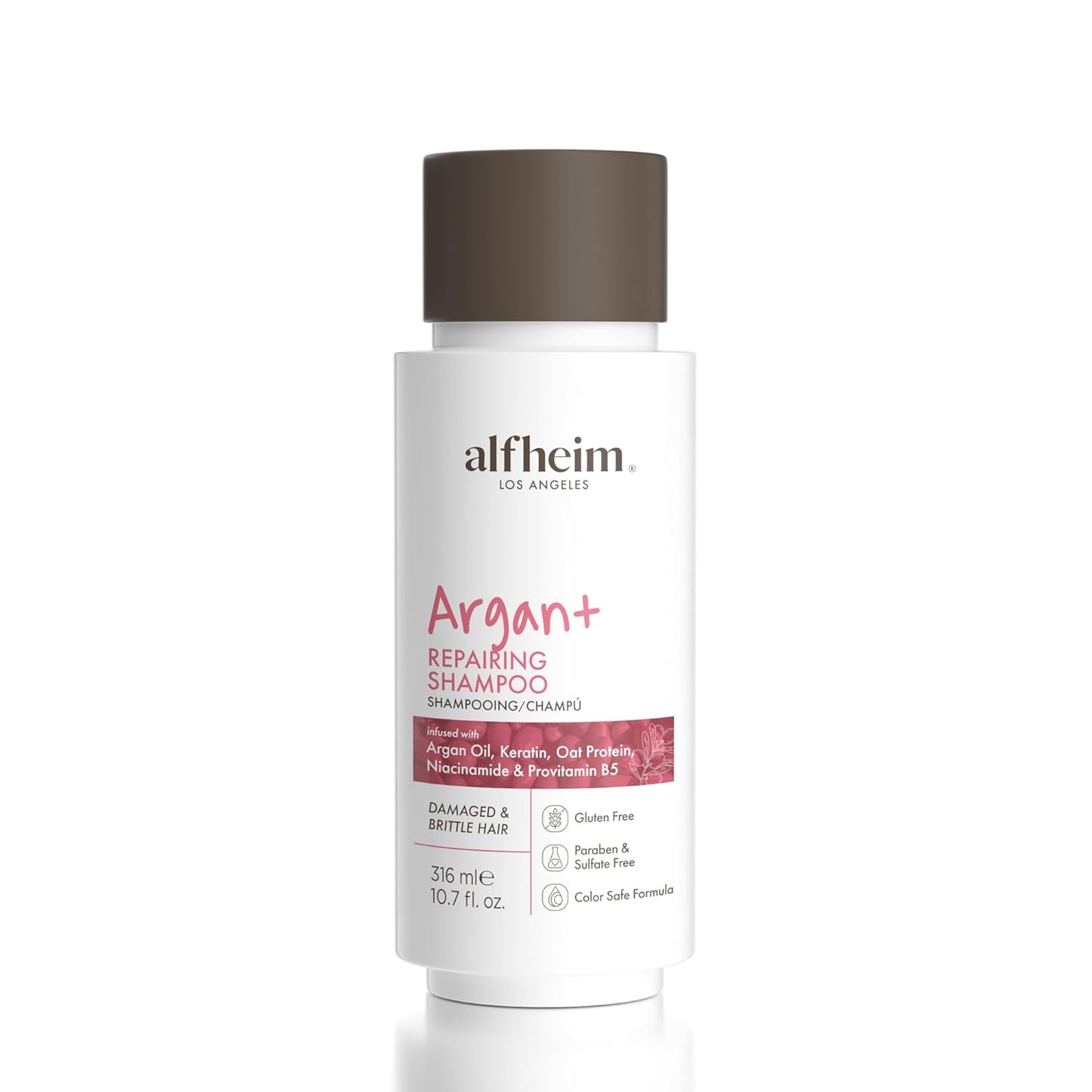 ALFHEIM Argan+ Repairing Shampoo for Dry, Damaged & Frizzy Hair with Argan Oil, Keratin, Panthenol & Vitamin E – Deep Moisture, Shine Boost, Frizz Control, Color Safe, Sulfate Free Travel Size