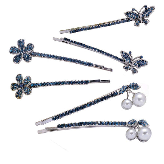 WHITEBRIDGE 6pcs Vintage Butterfly Flowers Hair Bobby Pins Metallic Barrettes Hair Clips for Women Girls - Vintage Butterfly Hairpins Bobby Pins