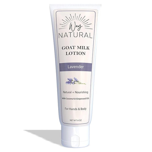 Goat Milk Lotion, Lavender (8oz) - Natural Hand & Body Lotion - Dry Skin Relief, USA Made - Goat Milk Hand Cream for Women & Men - w/Shea Butter & Aloe